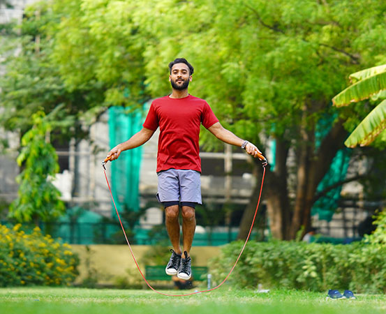 Skipping rope exercise is an aerobic activity that can be done as a warm-up, as well as a full-body workout.