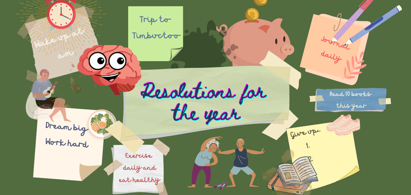 scrapbook with sticky notes of resolutions