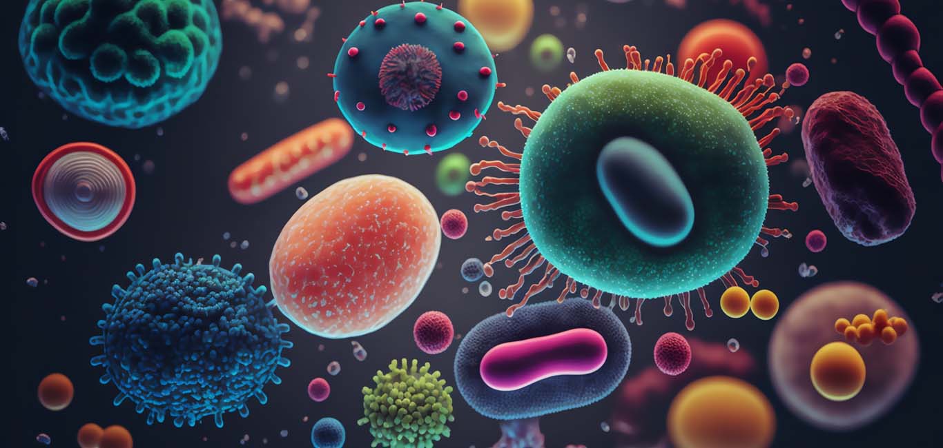 Representational illustration of multiple strains of bacteria 