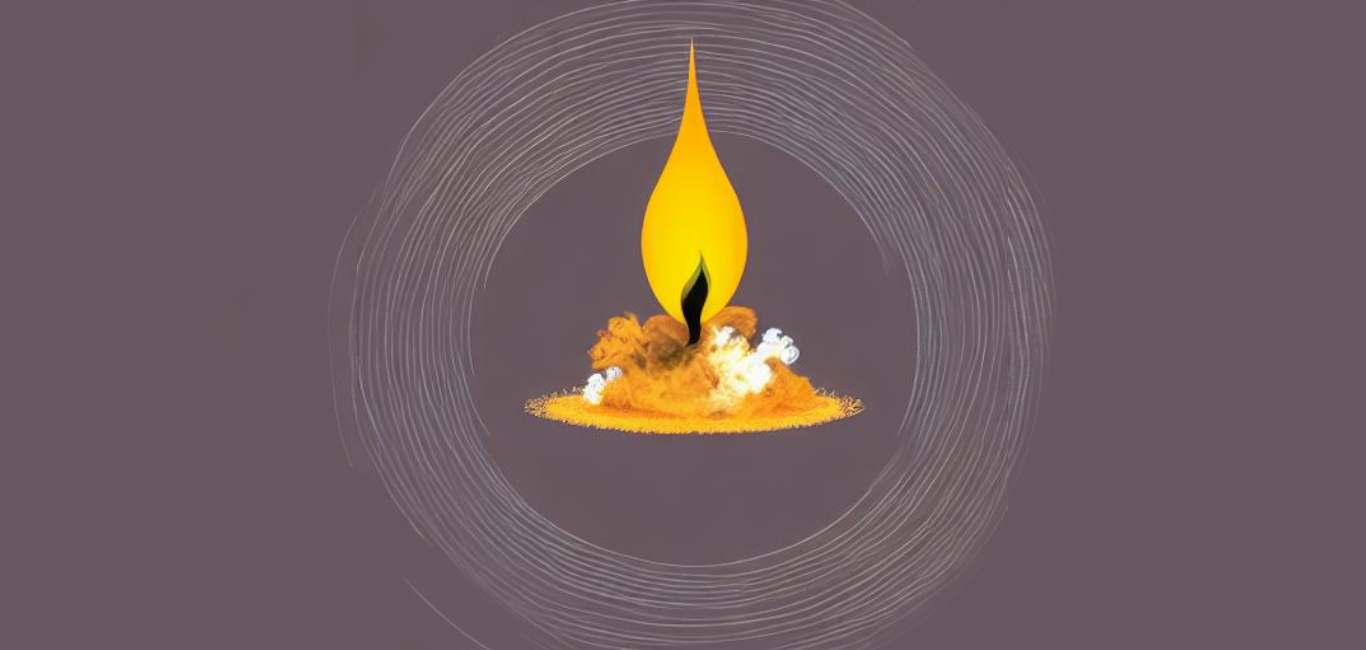 Illustration of smoke from lit ayurvedic herbs and condiments