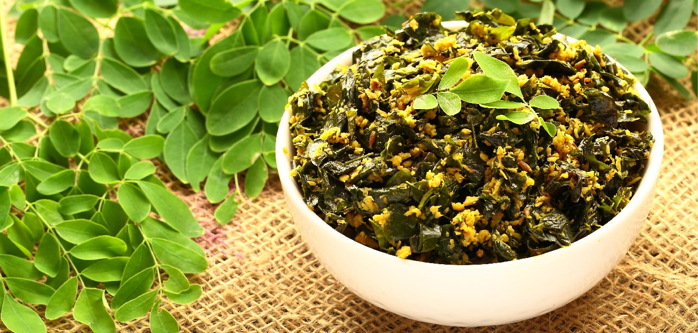 Moringa leaves recipe served in a bowl 