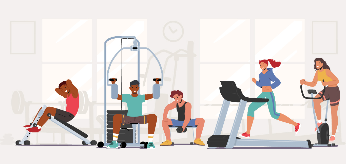 Group of people exercising in the gym