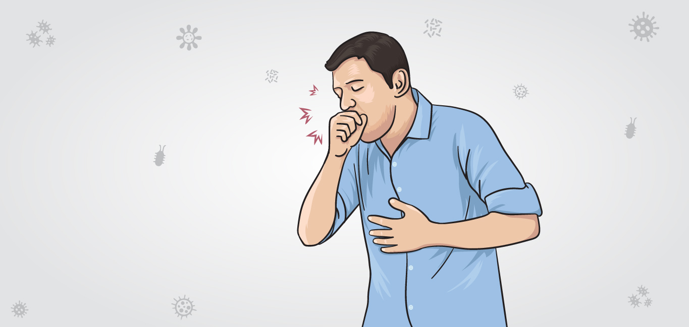 An illustration of a man coughing